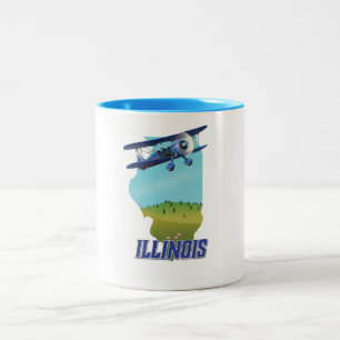 Illinois vintage map travel poster Two-Tone coffee mug