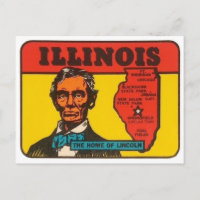 Illinois vintage state decal with Lincoln