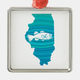 Illinois Wave Fishing Metal Ornament