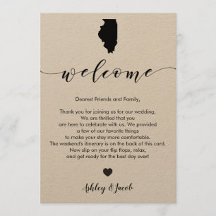 Illinois Wedding Welcome Letter & Itinerary Card