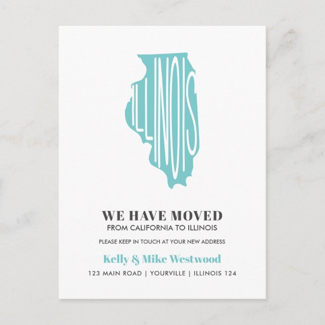 ILLINOIS  We've moved New address New Home Postcard (Front)