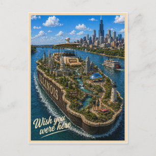 Illinois   Wish You Were Here   State Series Postcard