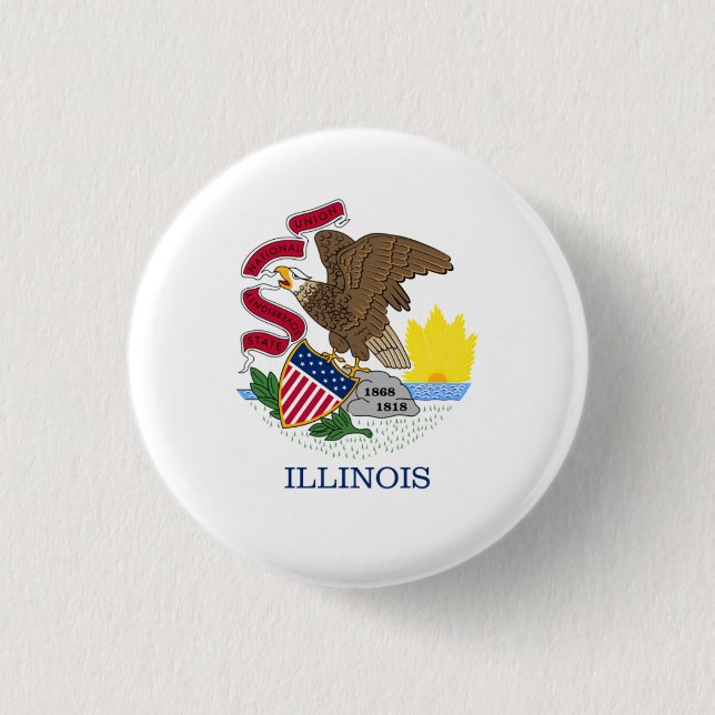 Illinoisan Flag, Flag of Illinois 3 Cm Round Badge (Front)