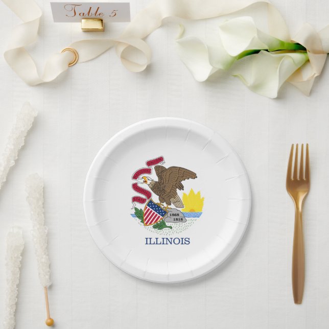 Illinoisan Flag, Flag of Illinois Paper Plate (Wedding)