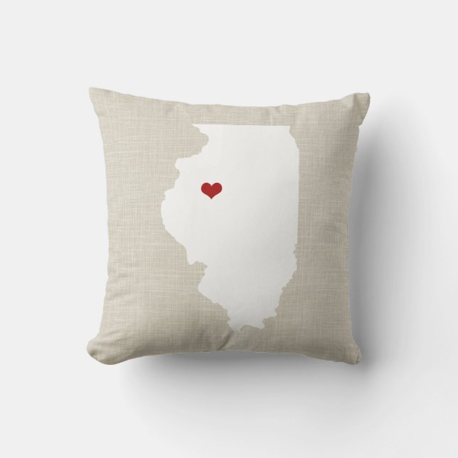 Illinoise State Pillow Faux Linen Personalised (Front)