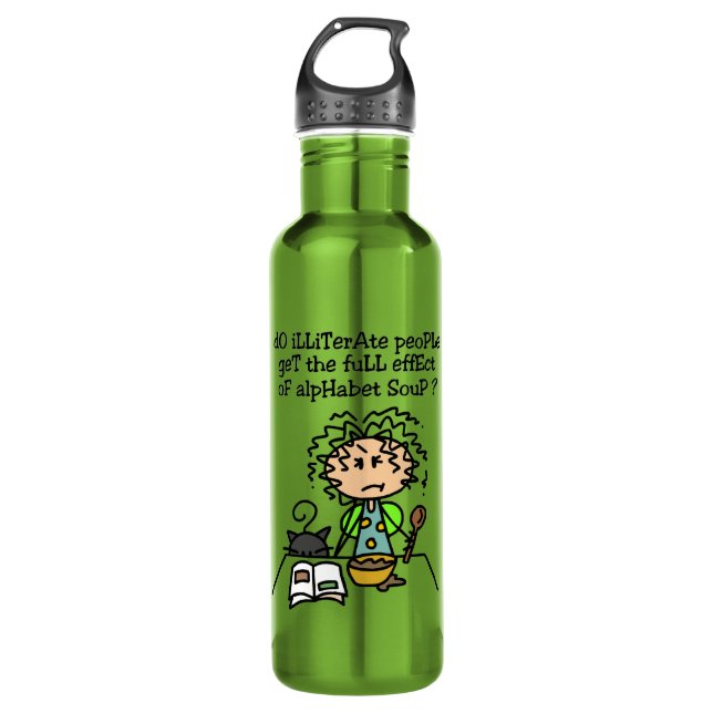Illiterate People Humour 710 Ml Water Bottle (Front)