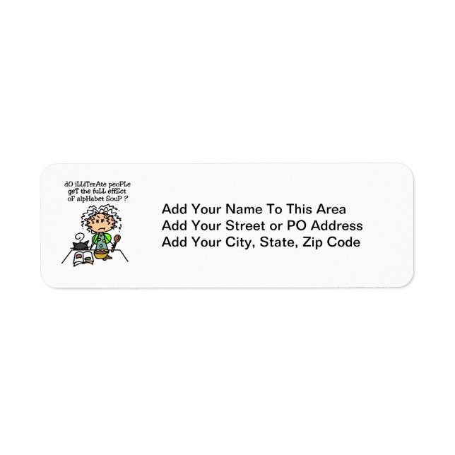 Illiterate People Humour Return Address Label (Front)