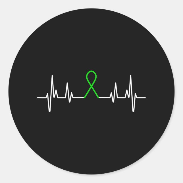 Illness Green Ribbon Mental Health Awareness Month Classic Round Sticker (Front)