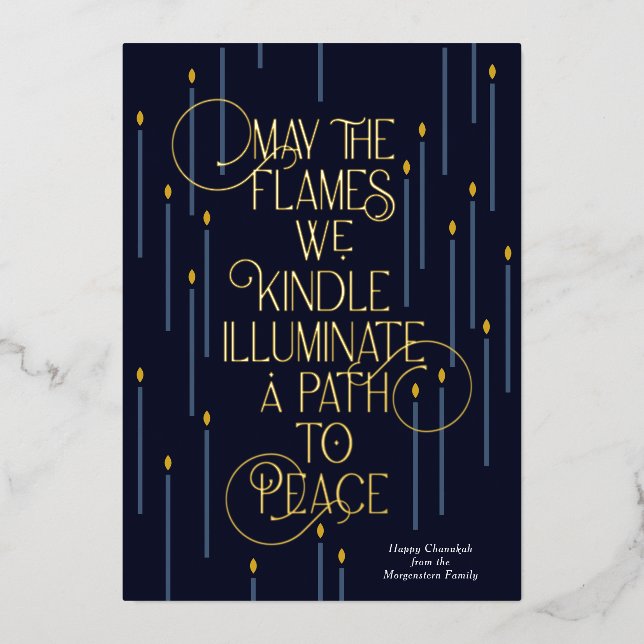 Illuminate a Path to Peace Foil Hanukkah Card (Front)