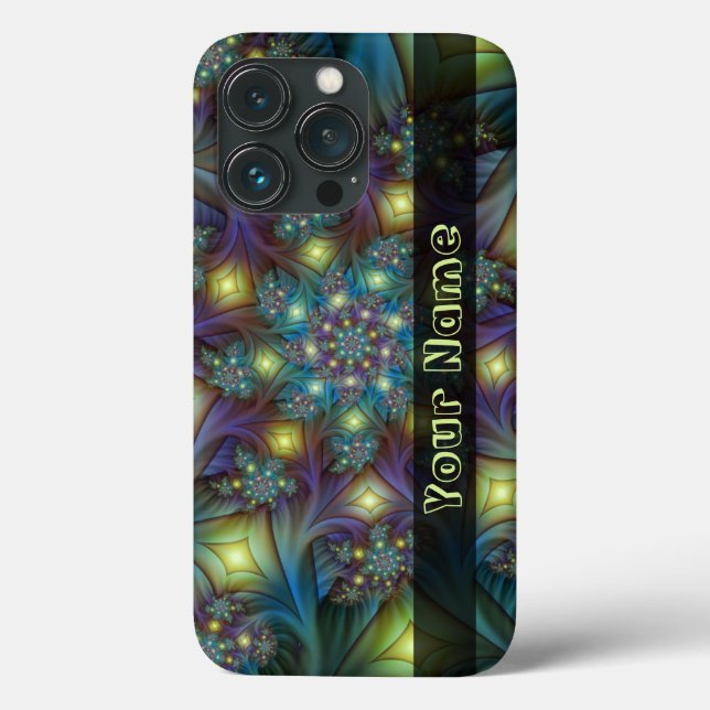 Illuminated Abstract Blue Purple Fractal Art Name Case-Mate iPhone Case (Back)
