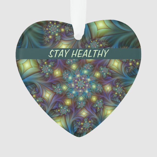 Illuminated abstract blue purple Fractal Own Text Ornament (Front)