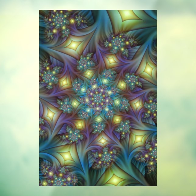 Illuminated Abstract Shiny Teal Purple Fractal Art (Sheet 3)