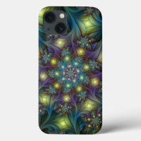 Illuminated Abstract Shiny Teal Purple Fractal Art
