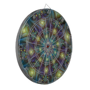 Illuminated Abstract Shiny Teal Purple Fractal Art Dartboard