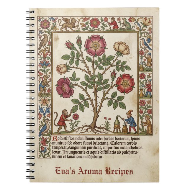Illuminated Apothecary Mediaeval Rose Notebook (Front)