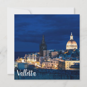 Illuminated at night Valletta old town and harbor