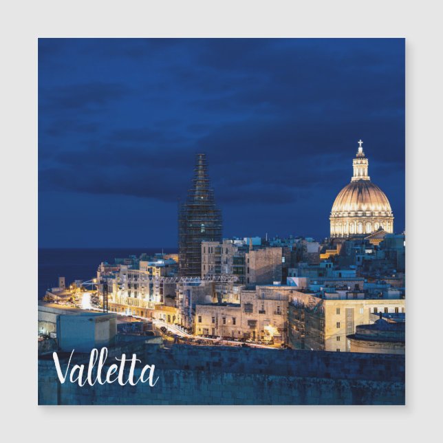 Illuminated at night Valletta old town and harbor (Front)