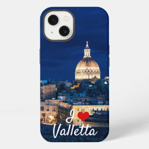 Illuminated at night Valletta old town and harbor iPhone 13 Case