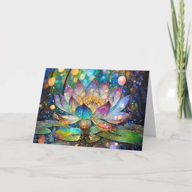 Illuminated Blooming Lotus Flower Card (Front)