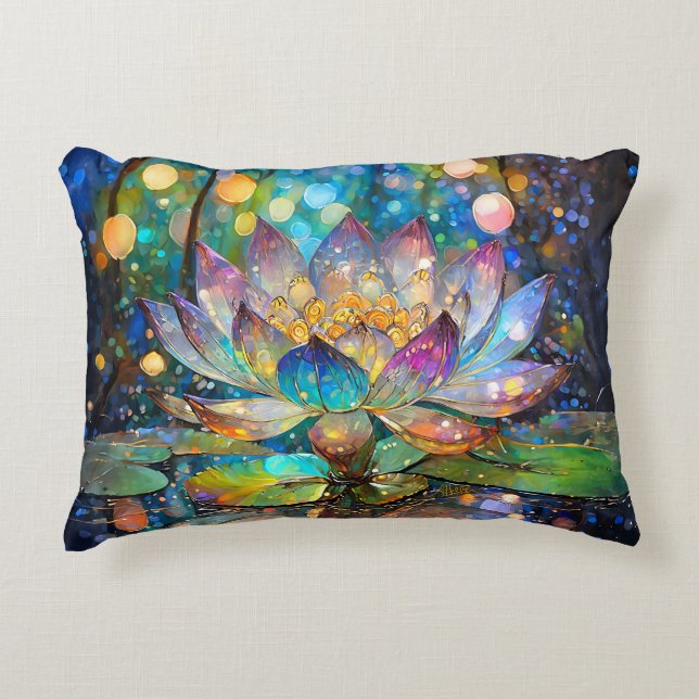 Illuminated Blooming Lotus Flower Decorative Cushion (Front)