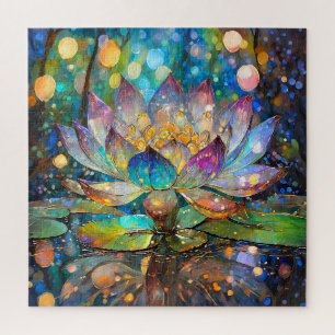 Illuminated Blooming Lotus Flower Jigsaw Puzzle