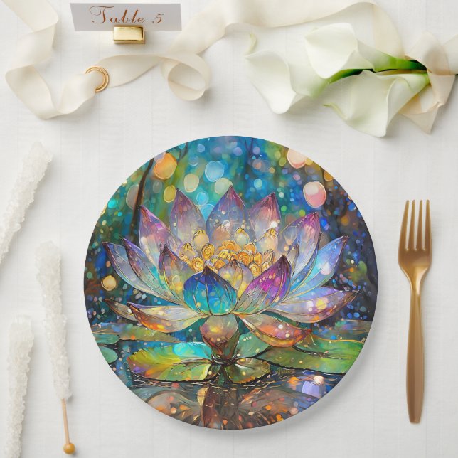 Illuminated Blooming Lotus Flower Paper Plate (Wedding)