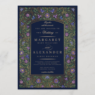 Illuminated Border Wedding Invitation / Faux Gold