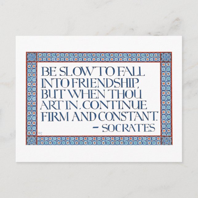 Illuminated Calligraphy Friendship Quote Socrates Postcard (Front)