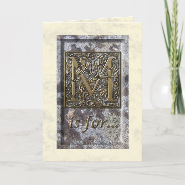 Illuminated Capital M Greeting Card (Front)