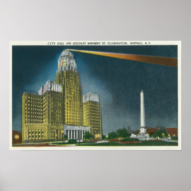 Illuminated City Hall View Poster (Front)