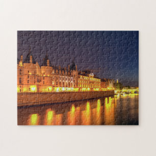 Illuminated Conciergerie at night - Paris, France Jigsaw Puzzle