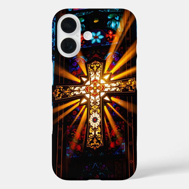 Illuminated Cross Stained Glass Christian Case-Mate iPhone Case (Back)