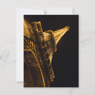 Illuminated Eiffel Tower at Night in Paris Postcard