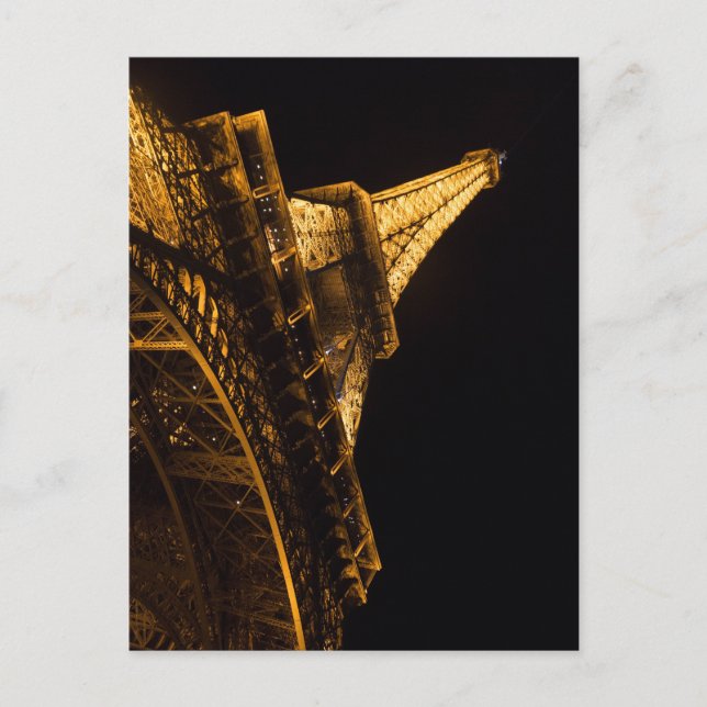 Illuminated Eiffel Tower at Night in Paris Postcard (Front)