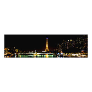 Illuminated Eiffel tower in Paris at night Photo Print
