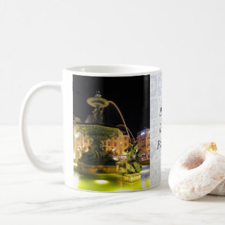 Illuminated Fountain and Mermaid. Rossio, Lisbon Coffee Mug
