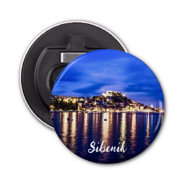 Illuminated harbor in Sibenik, Croatia Bottle Opener (Front)
