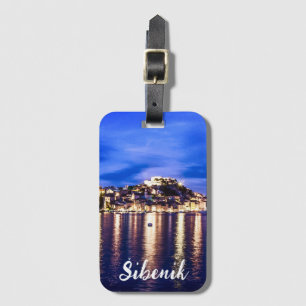 Illuminated harbor in Sibenik, Croatia Luggage Tag