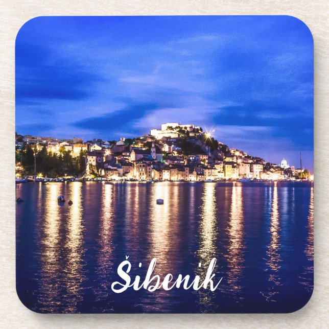 Illuminated harbour in Sibenik, Croatia Coaster (Front)