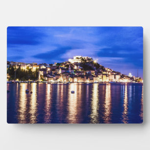 Illuminated harbour in Sibenik, Croatia Plaque
