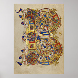 Illuminated Initial B from Montecassino Poster