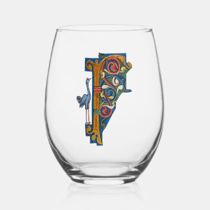 Illuminated Initial F wine glass