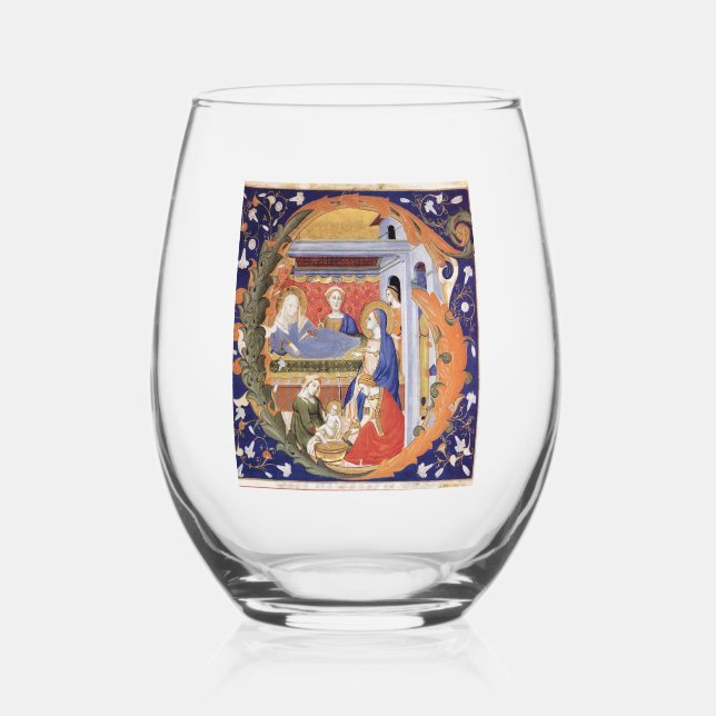 Illuminated Initial G  Stemless Wine Glass (Front)