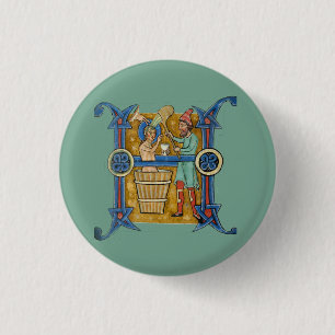 Illuminated Initial H 3 Cm Round Badge