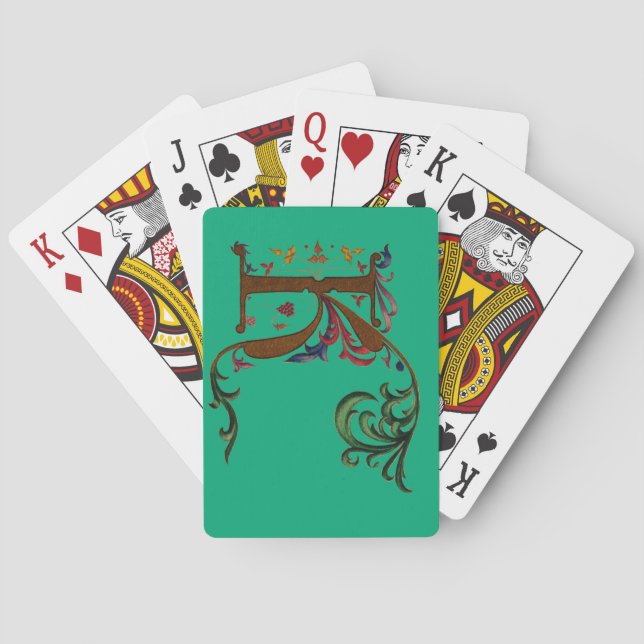 Illuminated Initial K Playing Cards (Back)