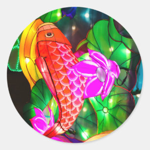 Illuminated Koi Classic Round Sticker