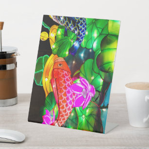 Illuminated Koi Pedestal Sign