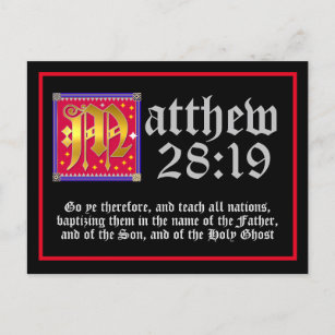 Illuminated Letter Matthew 28:19 Bible Quote Postcard