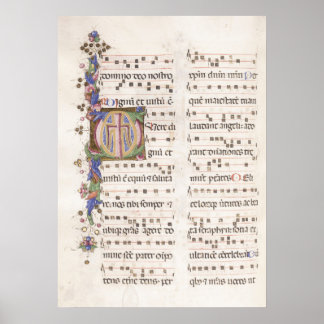 Illuminated Manuscript of Medieval Music | Poster