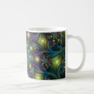 Illuminated modern blue purple Fractal Pattern Coffee Mug